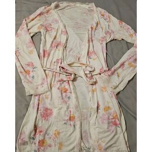 Victoria's Secret Floral robe Women Size Large Modal Blend Lace